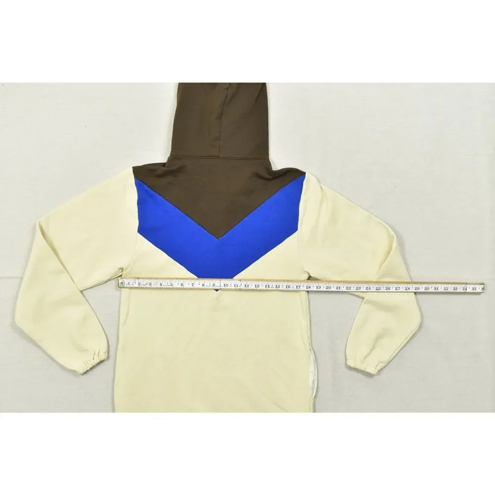 Tory Burch French Terry Hoodie Sweater Sz S Sesame Vivid Coal Colorblock 1/4 Zip